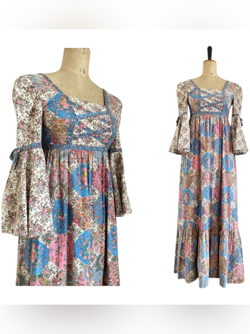 1970s Vintage Vicky Vaughn cottagecore prairie dress XS